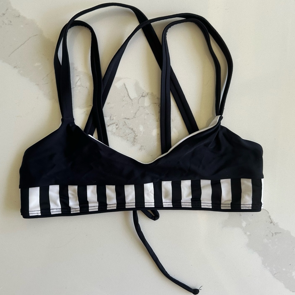Black and White Striped Seea Bikini Top